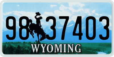 WY license plate 9837403