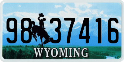 WY license plate 9837416