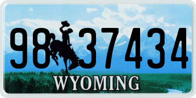 WY license plate 9837434