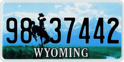 WY license plate 9837442