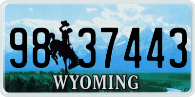 WY license plate 9837443