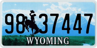 WY license plate 9837447