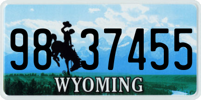 WY license plate 9837455