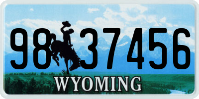 WY license plate 9837456