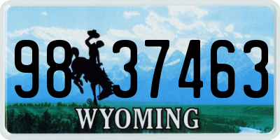 WY license plate 9837463