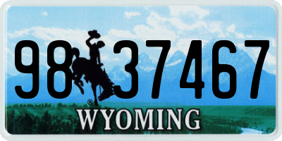 WY license plate 9837467