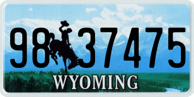 WY license plate 9837475