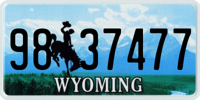 WY license plate 9837477