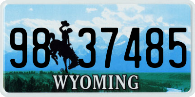 WY license plate 9837485
