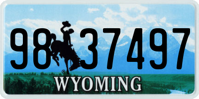 WY license plate 9837497