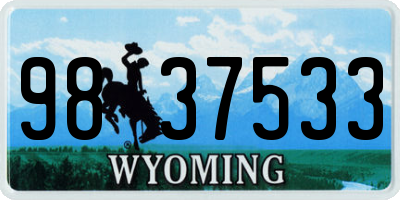 WY license plate 9837533