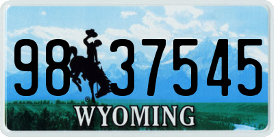 WY license plate 9837545