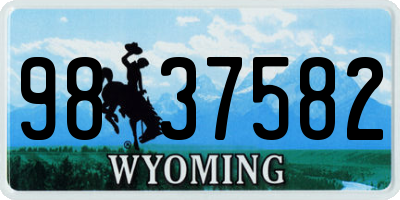 WY license plate 9837582