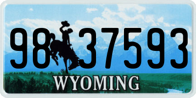 WY license plate 9837593