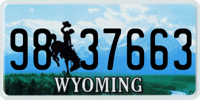 WY license plate 9837663