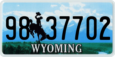 WY license plate 9837702