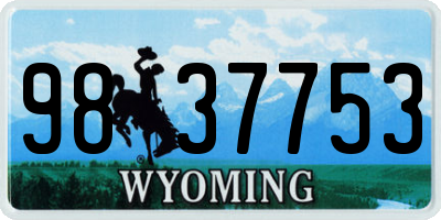 WY license plate 9837753