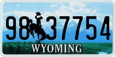 WY license plate 9837754