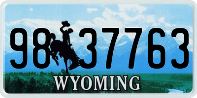 WY license plate 9837763