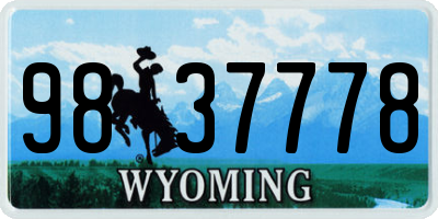 WY license plate 9837778