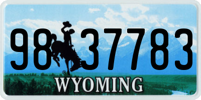 WY license plate 9837783