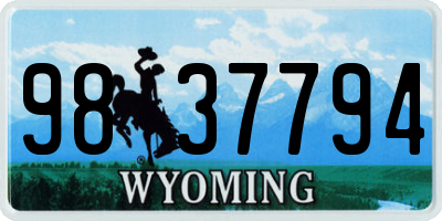 WY license plate 9837794