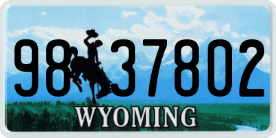 WY license plate 9837802