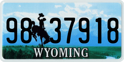 WY license plate 9837918
