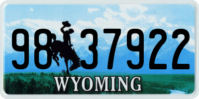 WY license plate 9837922