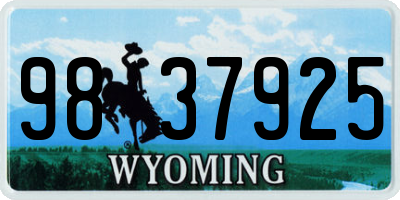 WY license plate 9837925