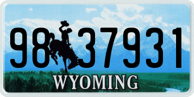 WY license plate 9837931