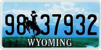WY license plate 9837932