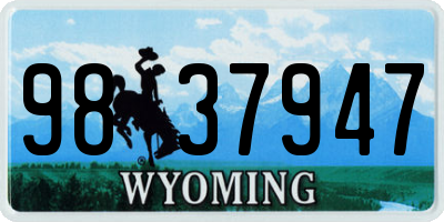 WY license plate 9837947