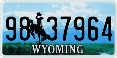 WY license plate 9837964