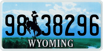 WY license plate 9838296