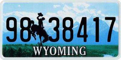 WY license plate 9838417