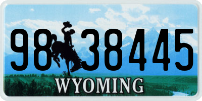 WY license plate 9838445