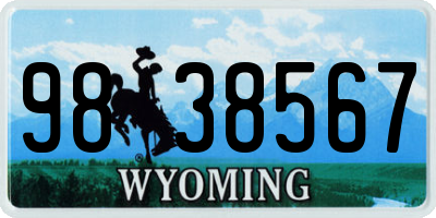 WY license plate 9838567