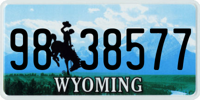 WY license plate 9838577