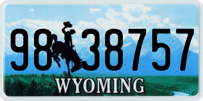 WY license plate 9838757