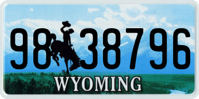 WY license plate 9838796