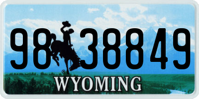 WY license plate 9838849