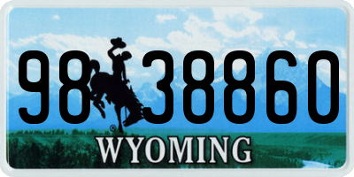 WY license plate 9838860