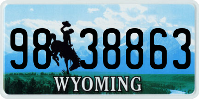 WY license plate 9838863