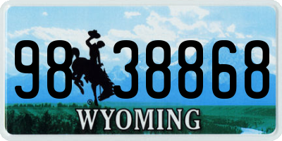WY license plate 9838868