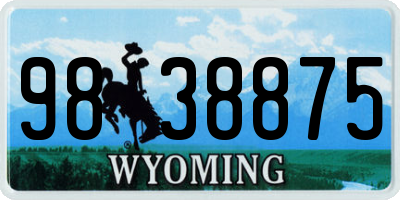 WY license plate 9838875