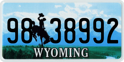 WY license plate 9838992