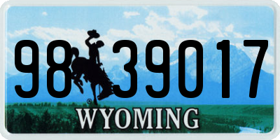 WY license plate 9839017