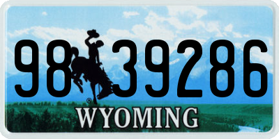 WY license plate 9839286