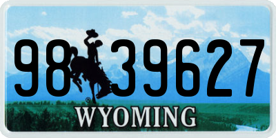 WY license plate 9839627